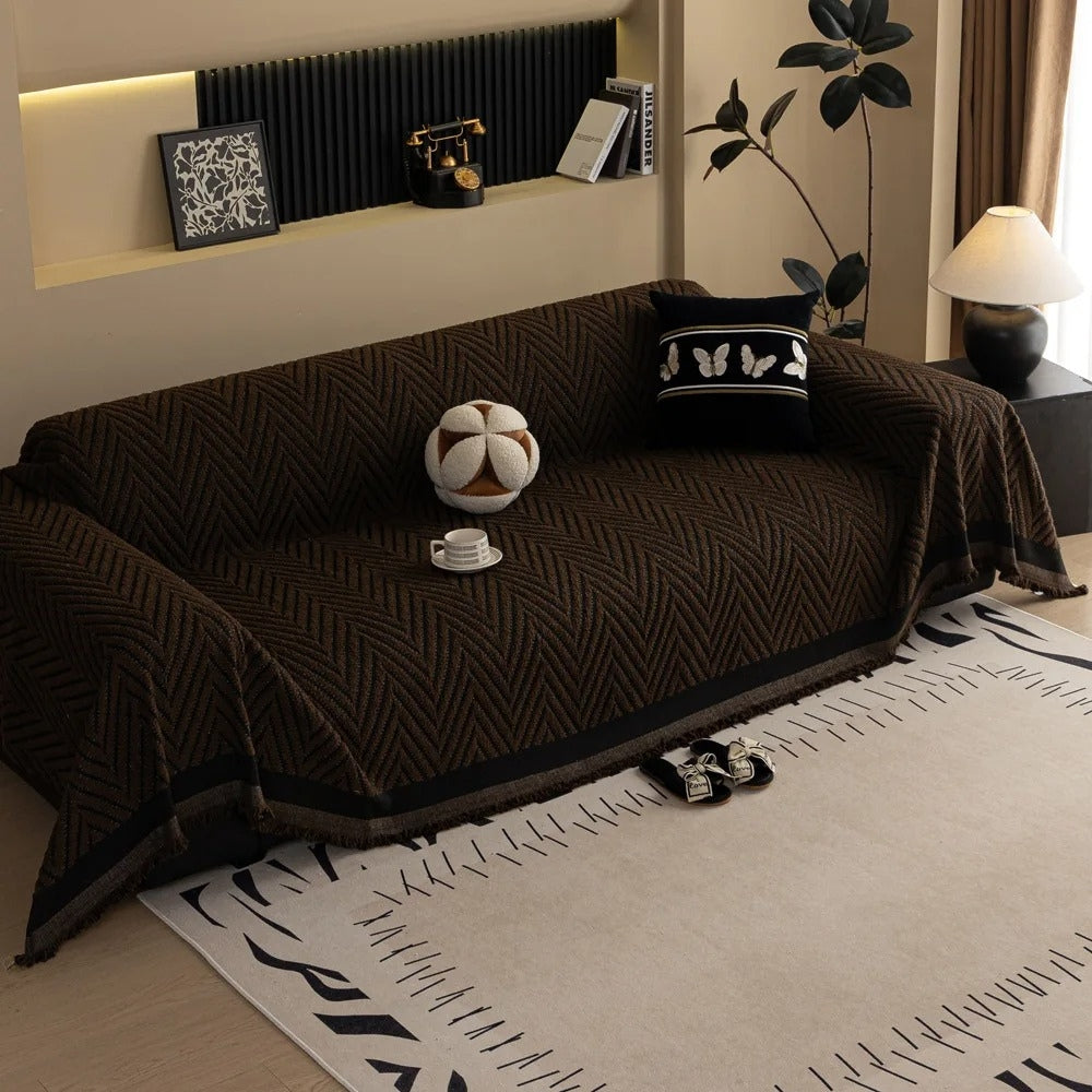 Maliben | Chevron Herringbone Tassel Sofa Cover