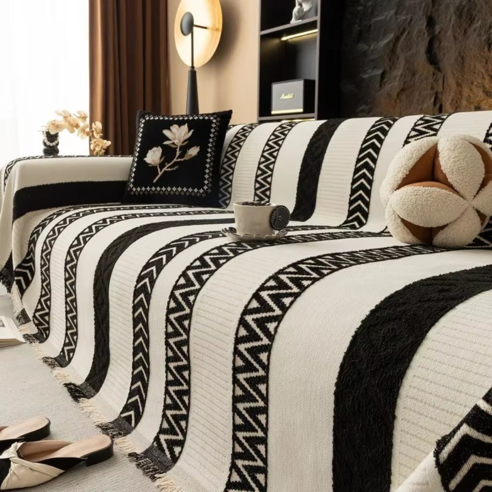 Maliben | Chevron Pattern Chenille Sofa Cover