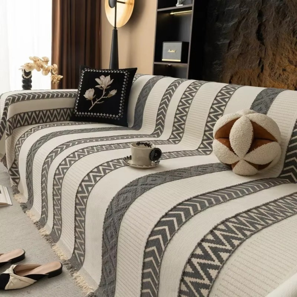 Maliben | Chevron Pattern Chenille Sofa Cover
