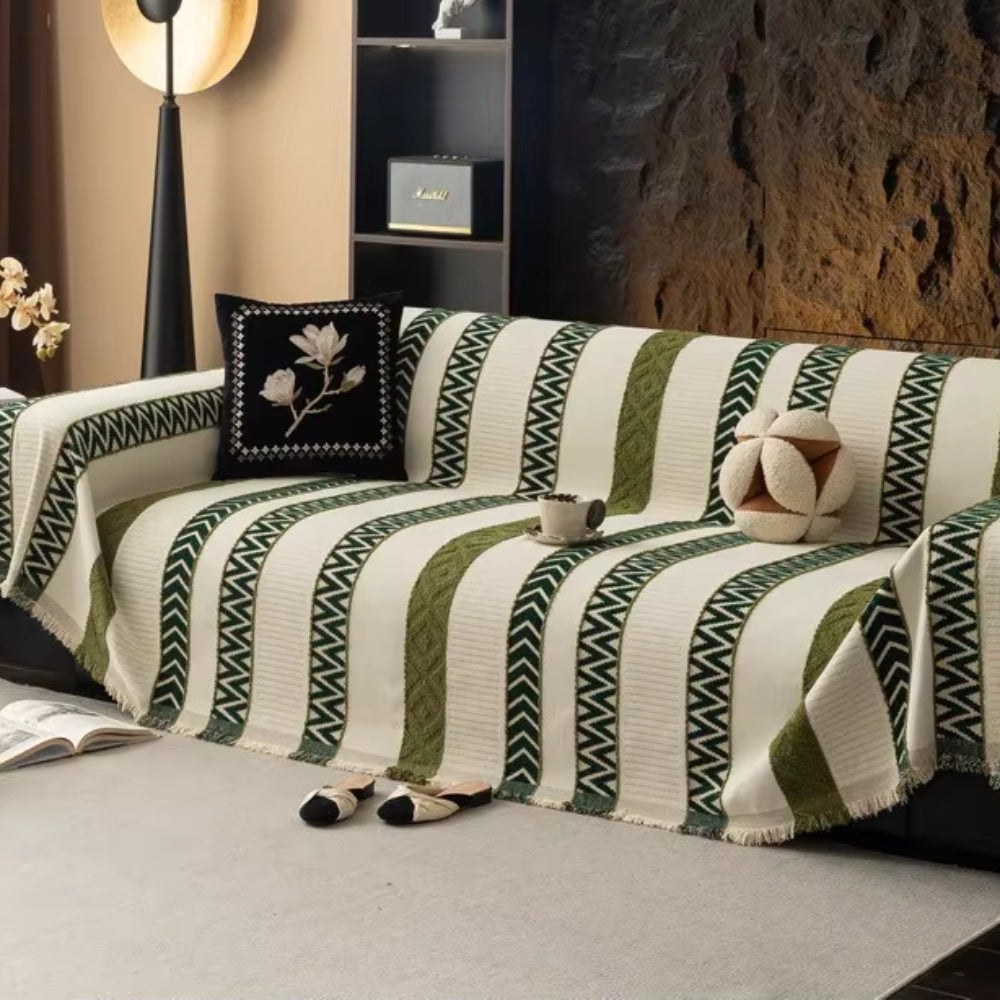 Maliben | Chevron Pattern Chenille Sofa Cover