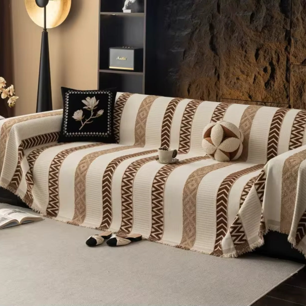 Maliben | Chevron Pattern Chenille Sofa Cover