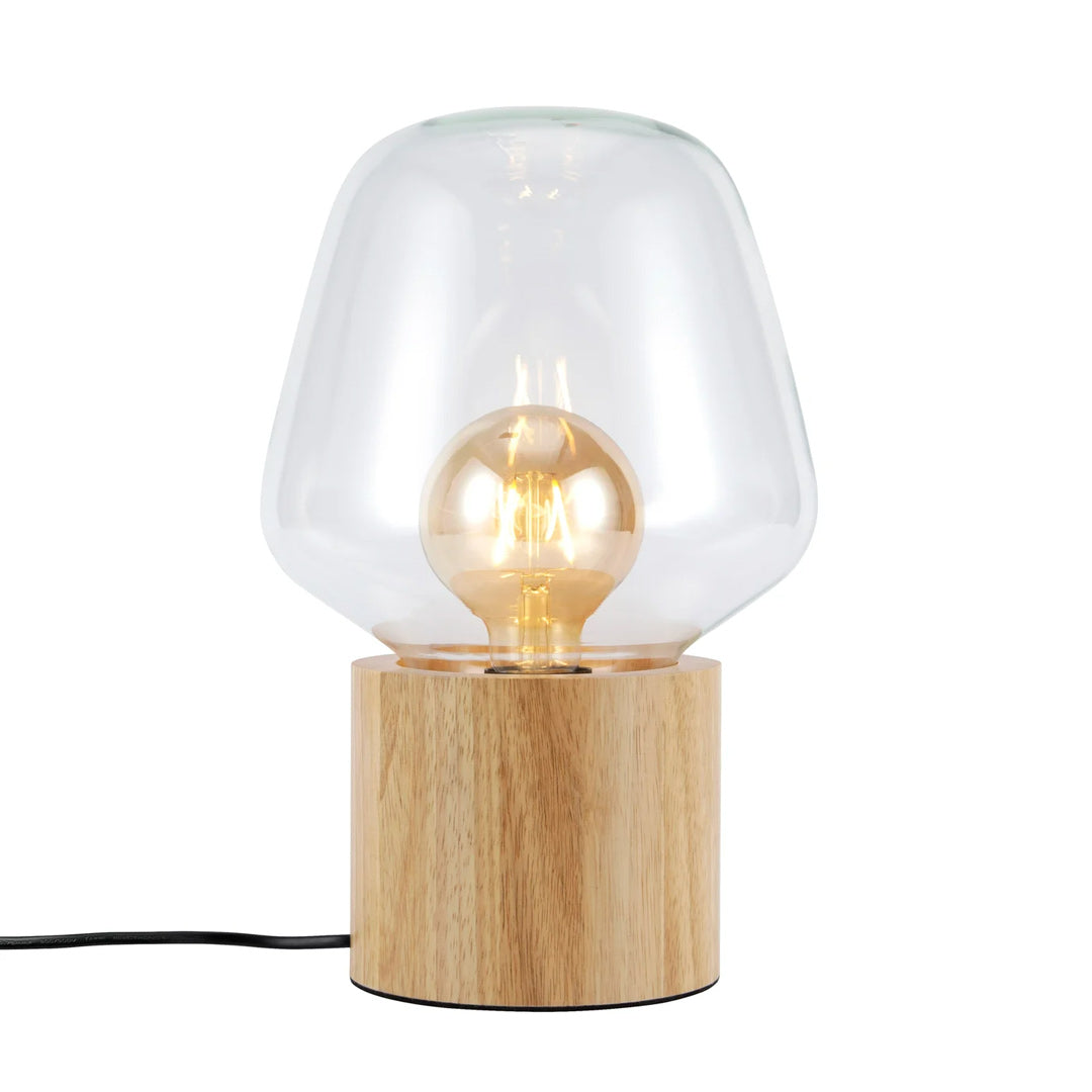 Maliben | Elegant Wooden Lamp With Glass Bowl – Stylish Addition To Any Interior
