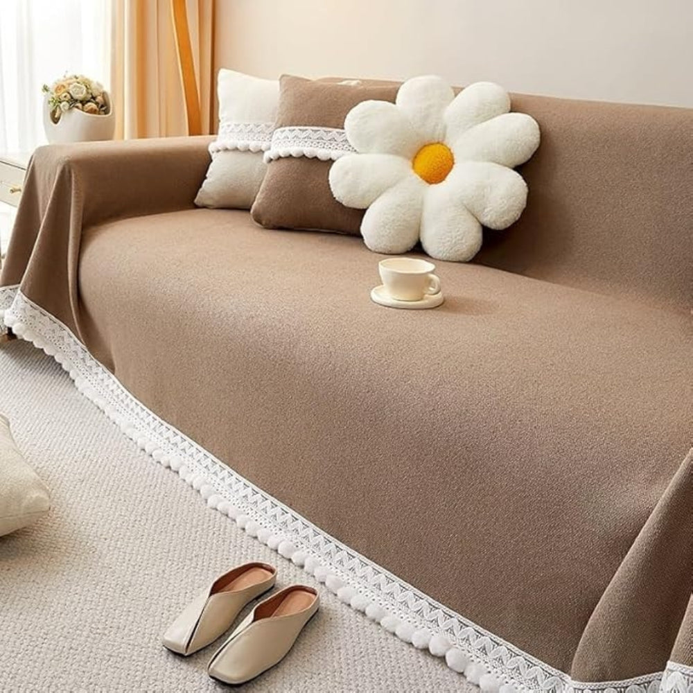 Maliben | Classic Chenille Lace Edge Sofa Cover