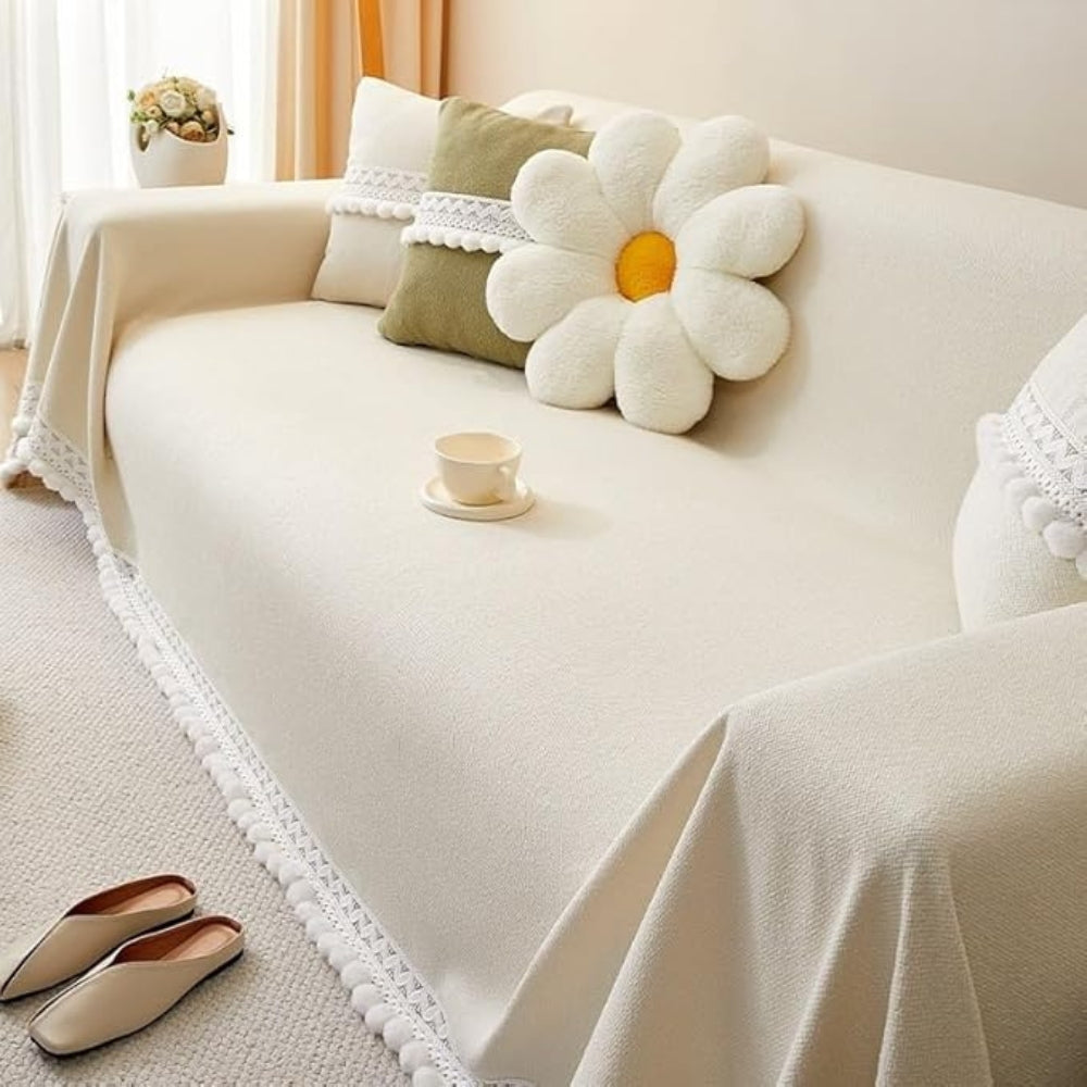 Maliben | Classic Chenille Lace Edge Sofa Cover