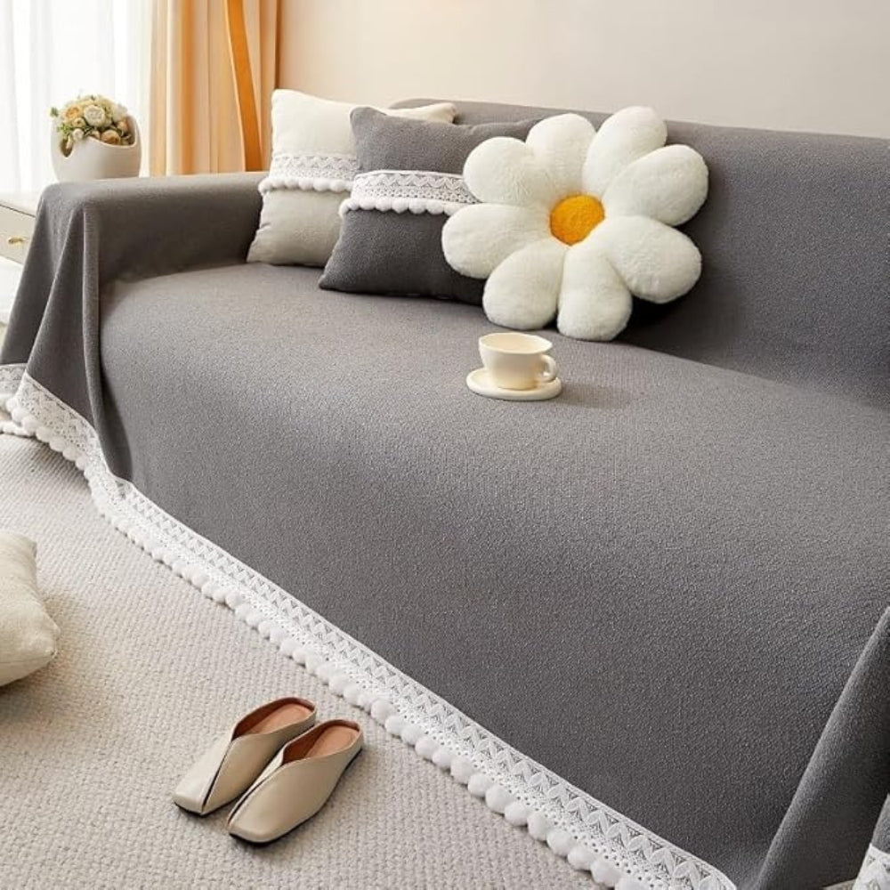 Maliben | Classic Chenille Lace Edge Sofa Cover