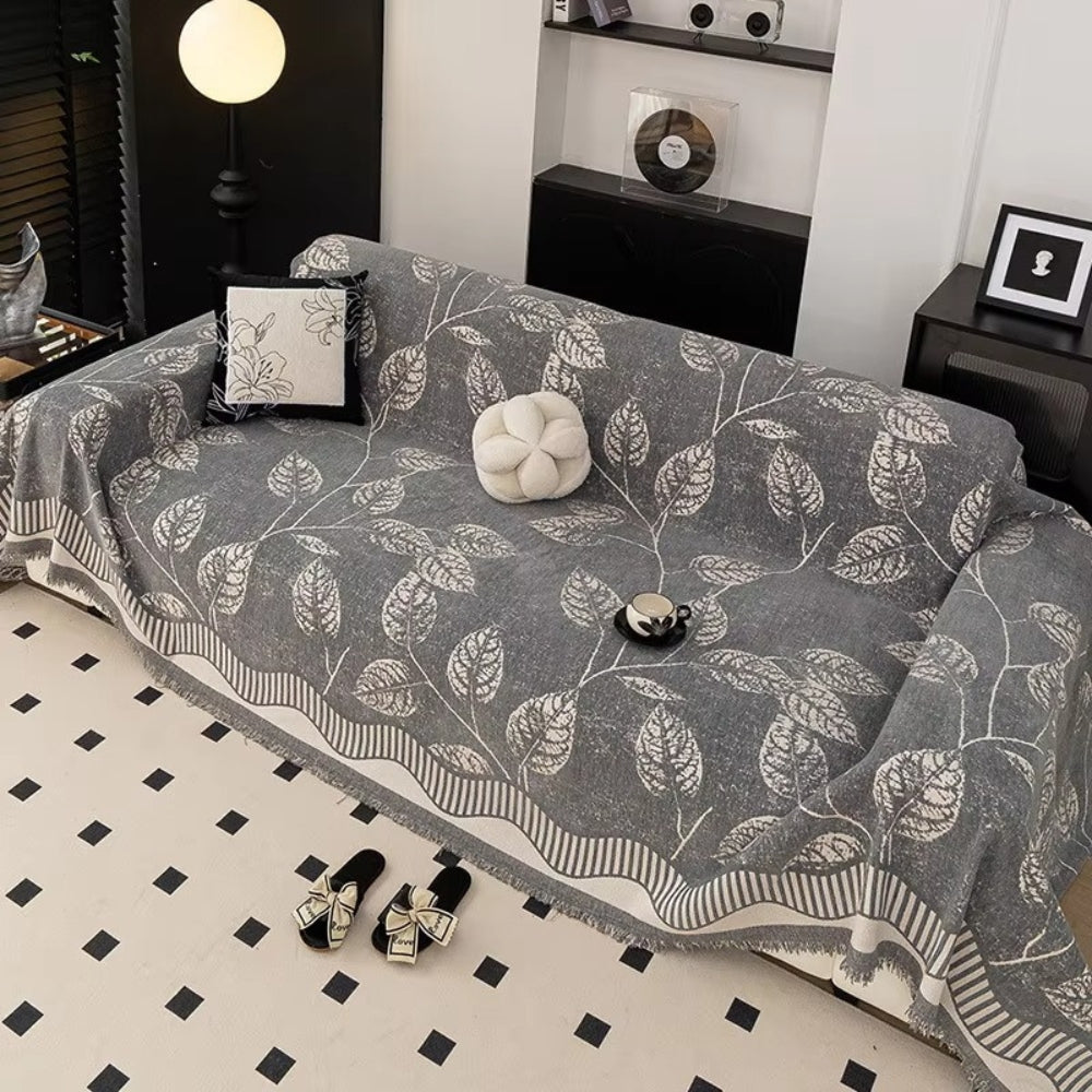 Maliben | Classic Chenille Leaf Sofa Cover