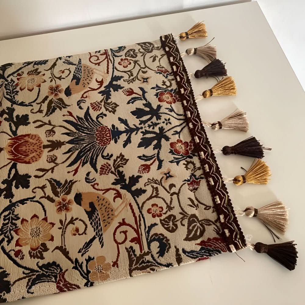 Maliben | Elegant Table Runner With Flower And Bird Design
