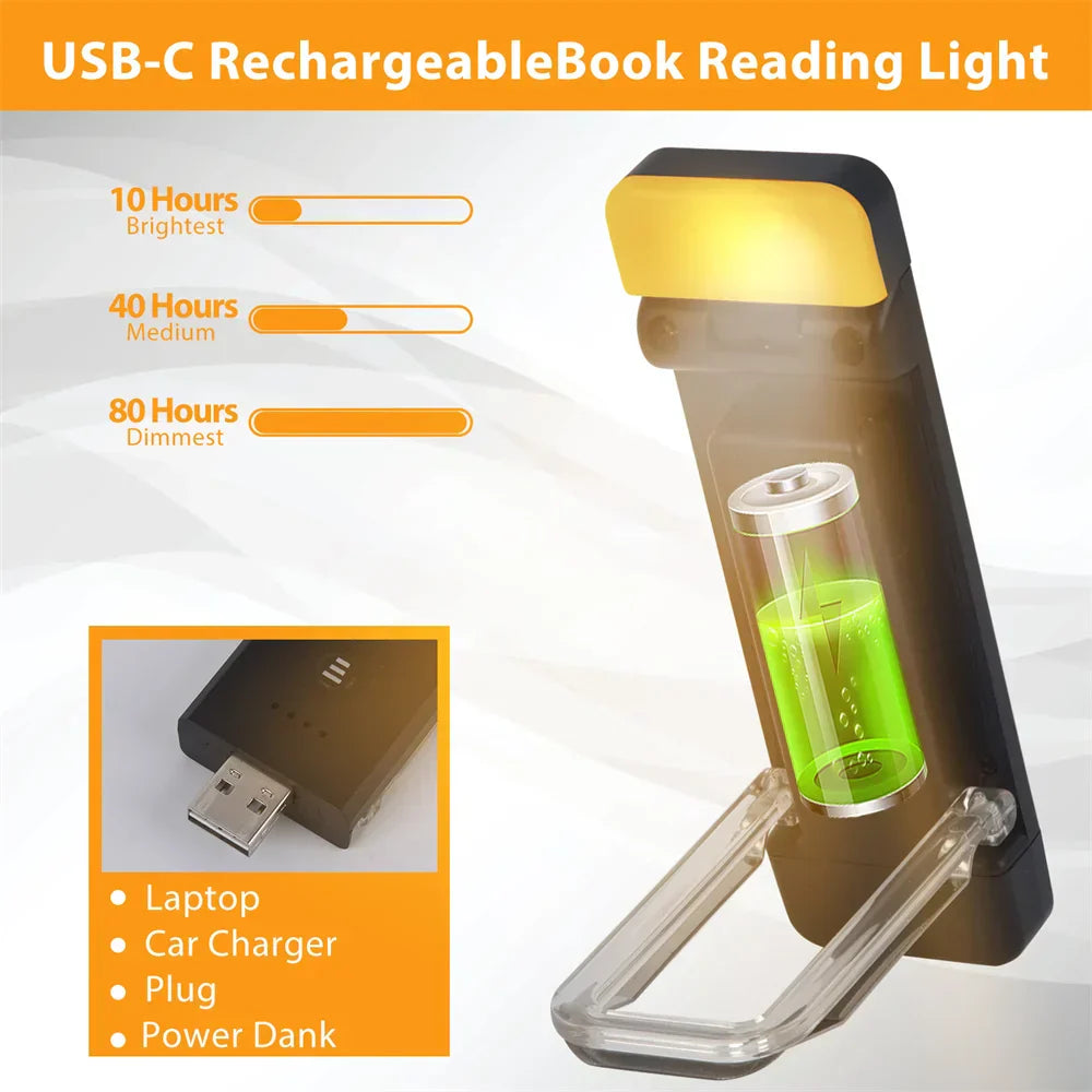 Maliben | Clip-On Book Light, Usb Rechargeable Reading Light With Timer, Portable Led Bookmark Light For Bedside & Desk
