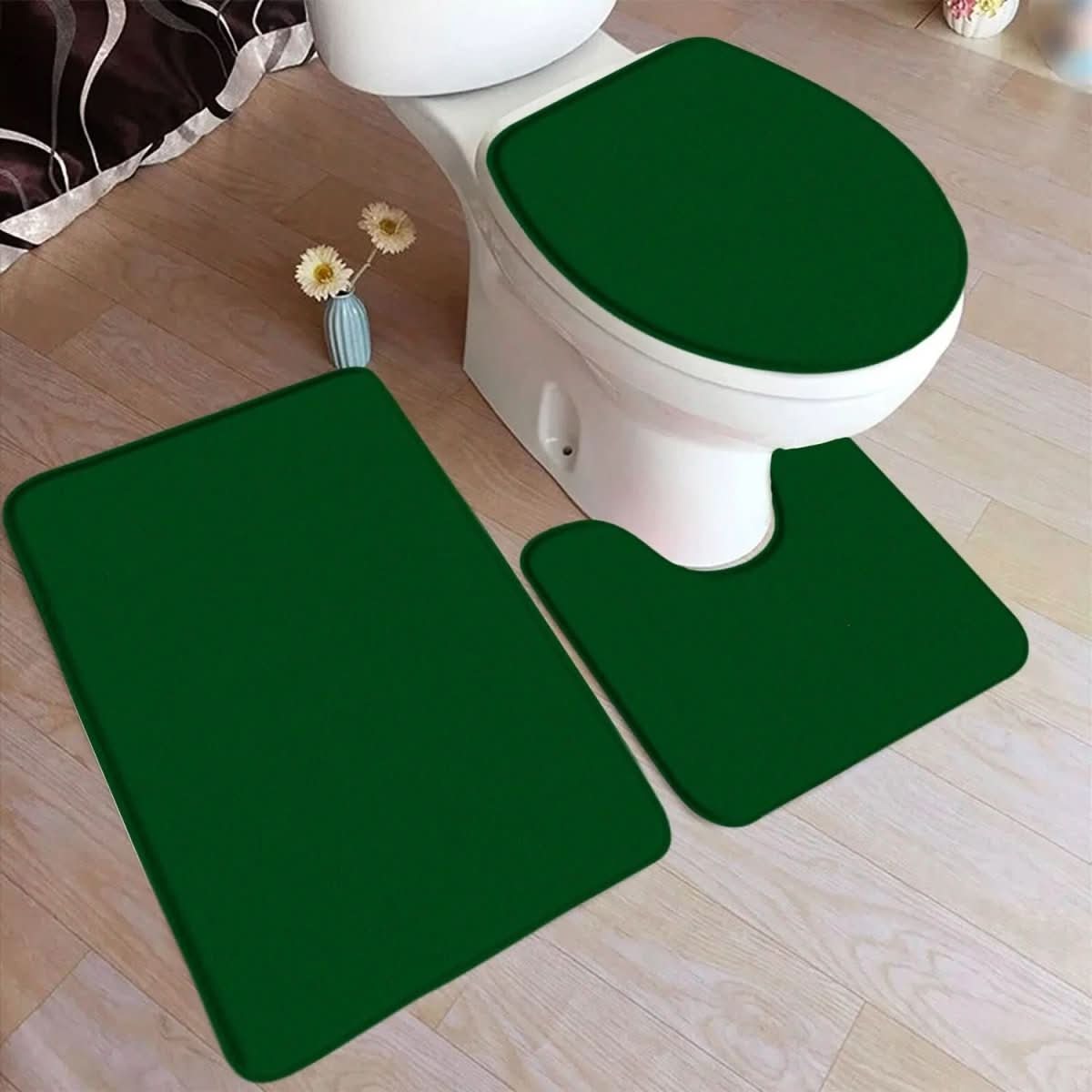 Maliben | 3-Piece Bath Rug Set With Non-Slip Flannel Surface