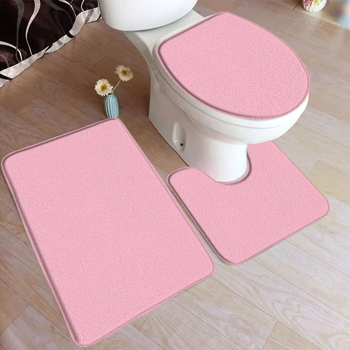 Maliben | 3-Piece Bath Rug Set With Non-Slip Flannel Surface