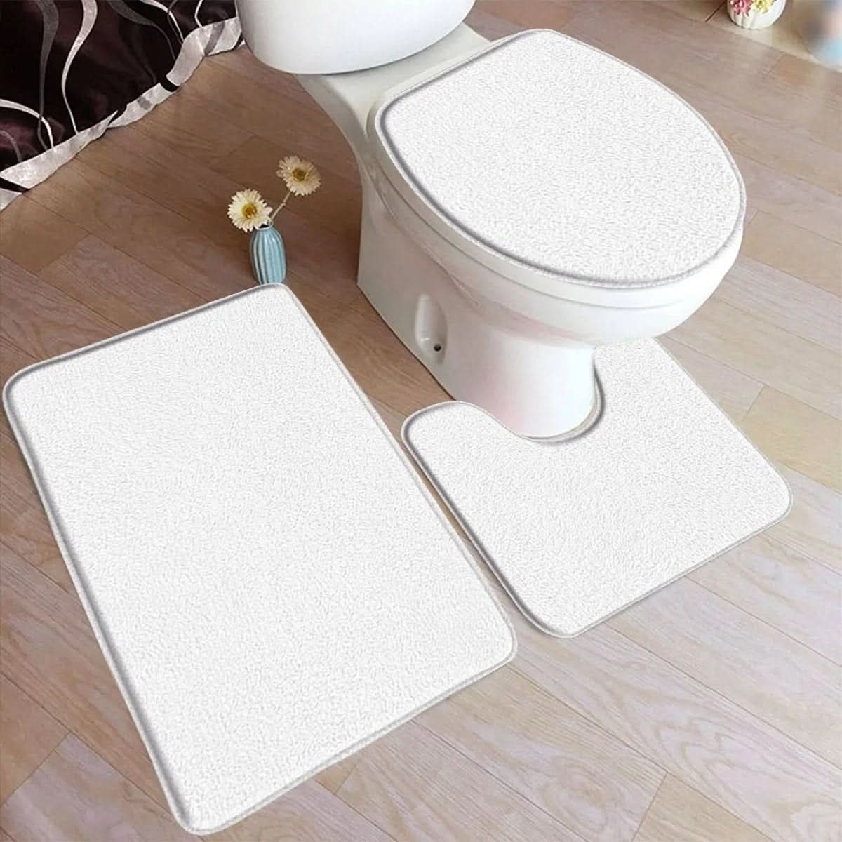 Maliben | 3-Piece Bath Rug Set With Non-Slip Flannel Surface
