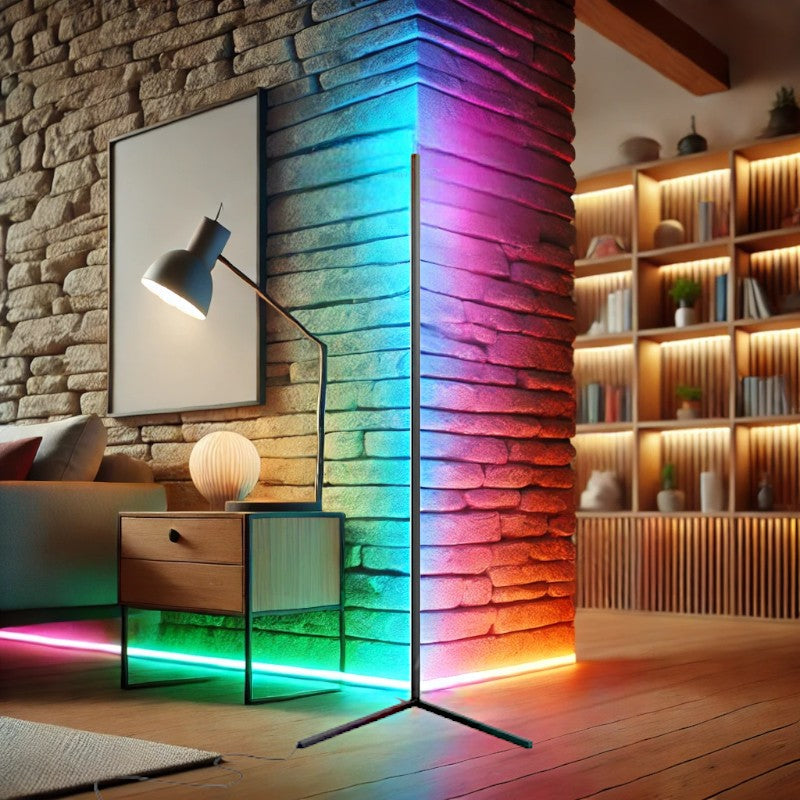 Maliben Smart LED Color-Changing Corner Floor Lamp with Remote Control