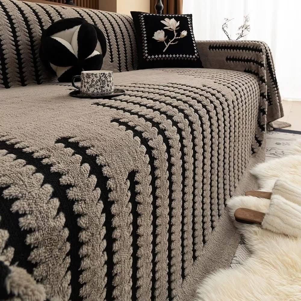 Maliben | Plush Sofa Cover with Non-Slip Back