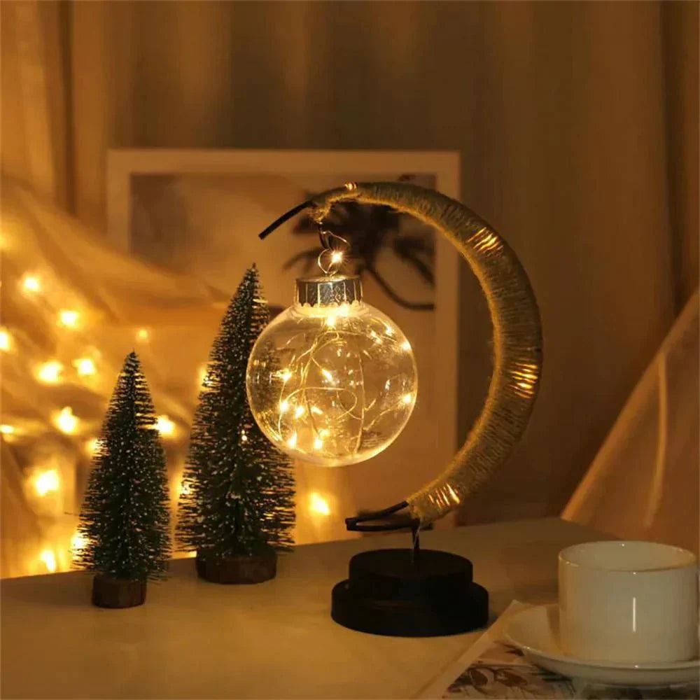 Maliben | Lunaglow - Luxury Table Lamp - Moon Crescent - Wicker Design - Elegant Lighting