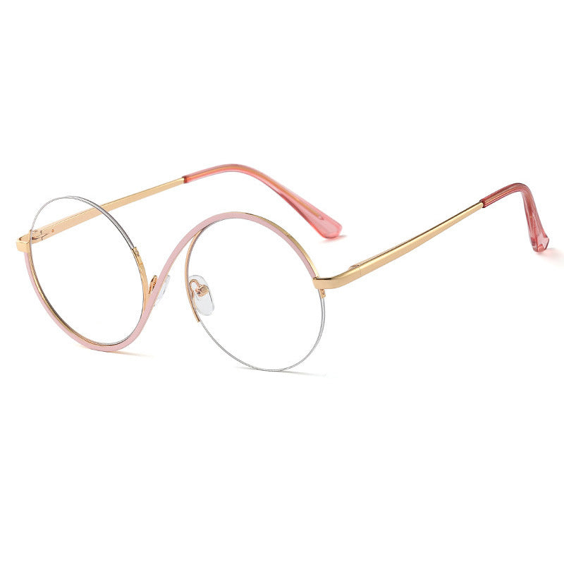 Maliben Cross Halbrand Round Glasses 95929