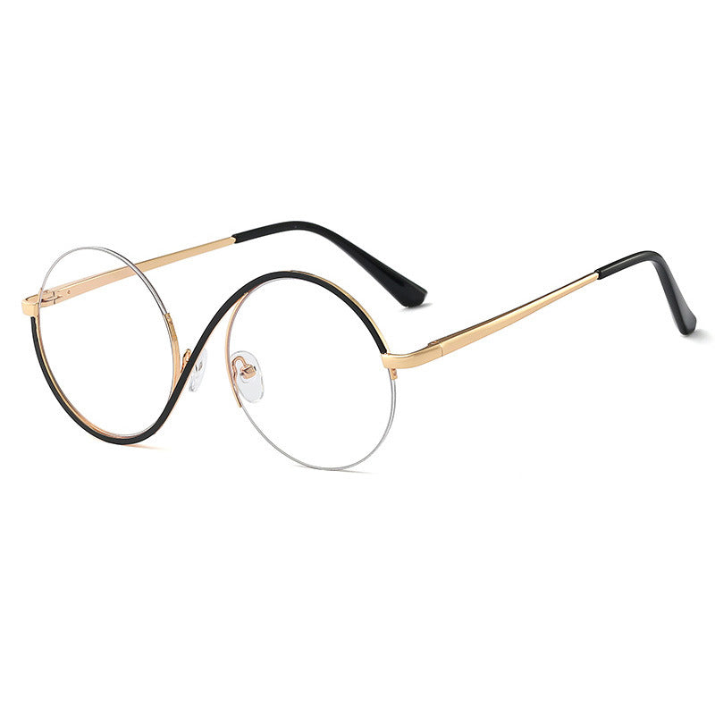 Maliben Cross Halbrand Round Glasses 95929
