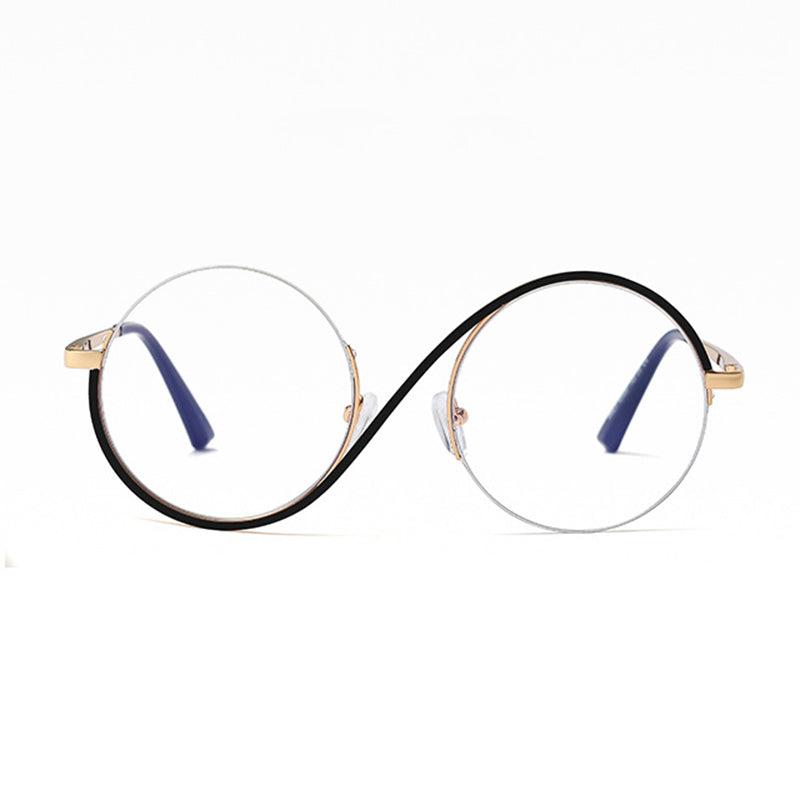 Maliben Cross Halbrand Round Glasses 95929