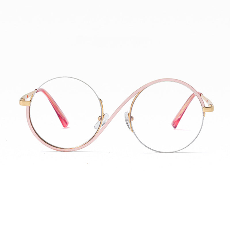 Maliben Cross Halbrand Round Glasses 95929