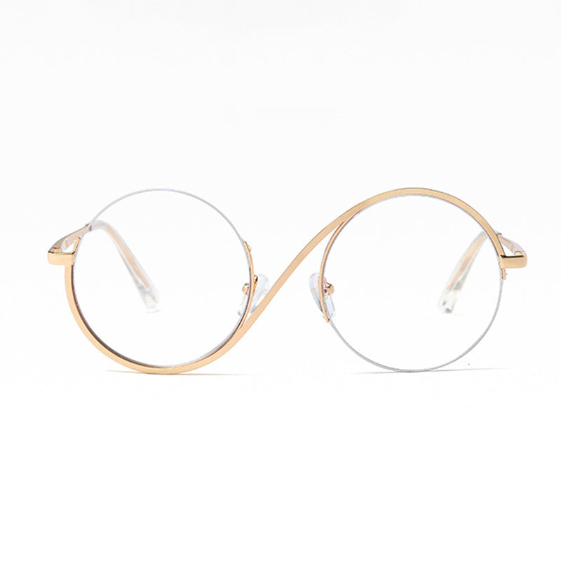 Maliben Cross Halbrand Round Glasses 95929
