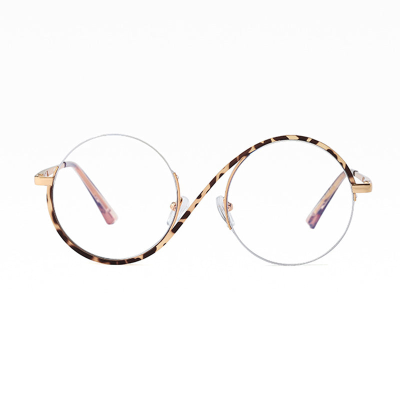 Maliben Cross Halbrand Round Glasses 95929