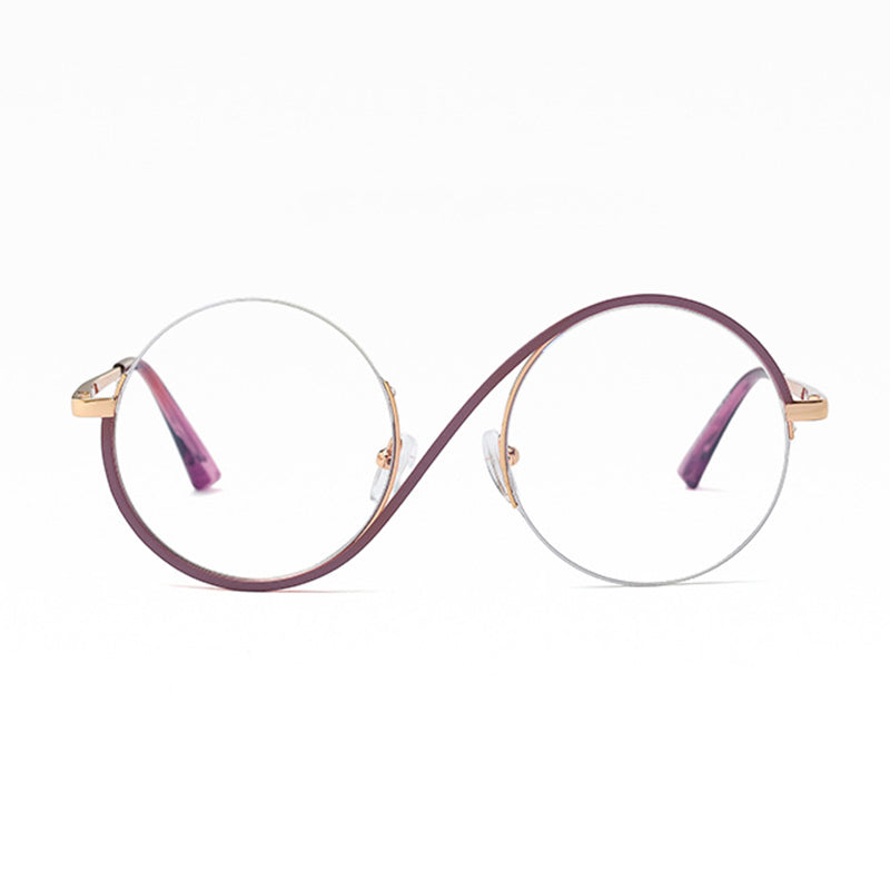 Maliben Cross Halbrand Round Glasses 95929