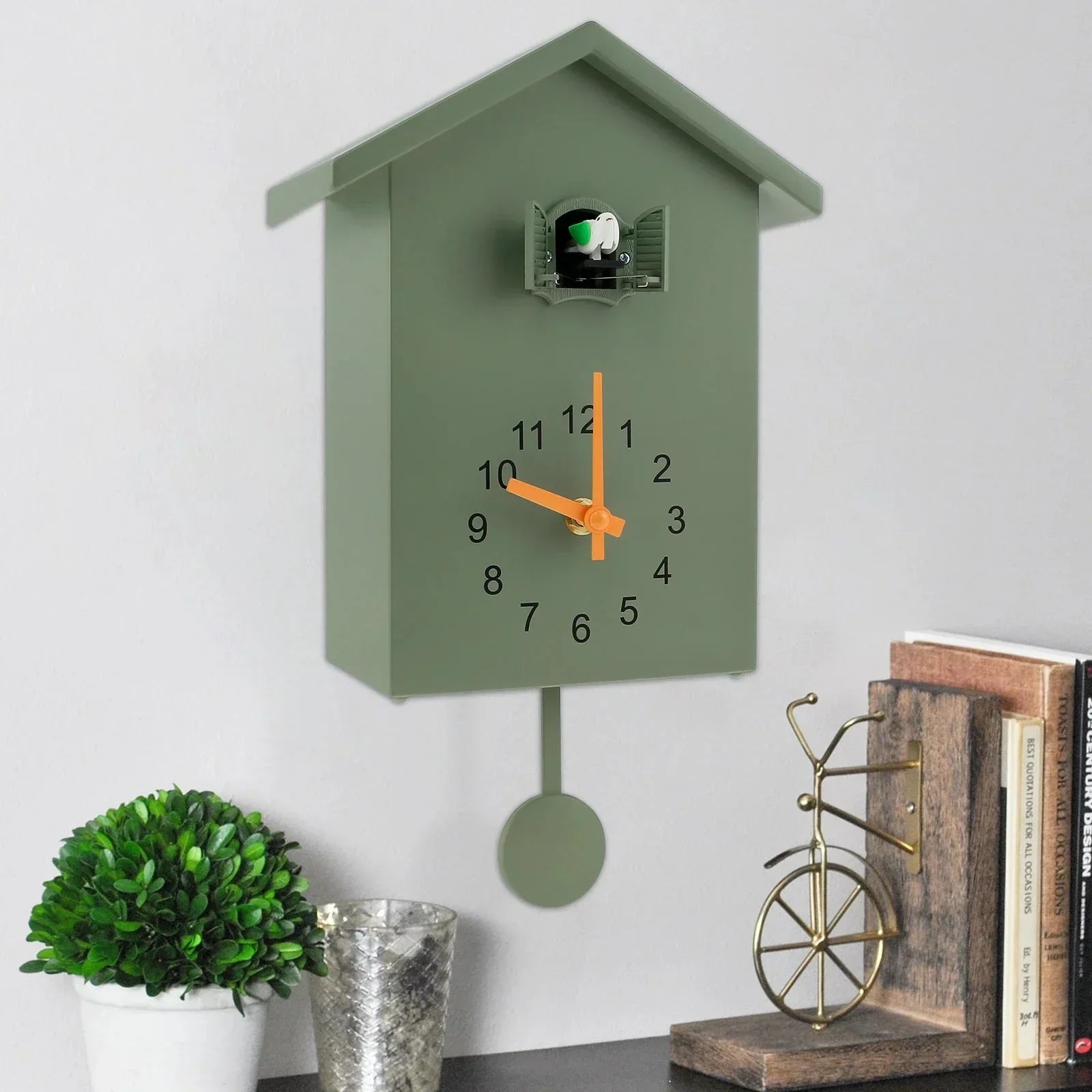 Maliben | Cuckoo Clock Cuckoo Sound Clock with Pendulum Delicate Cuckoo Clock Bird Battery Operated Cuckoo Wall Clock for Living Room Decor
