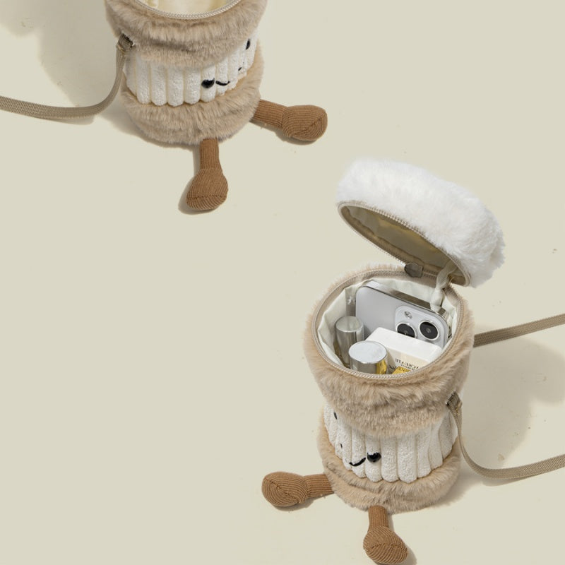 Maliben | Cute happy coffee cup holder plush bag