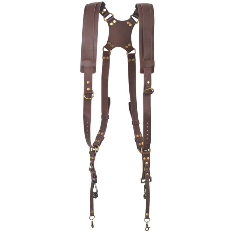 Maliben | Quick Release Anti-Slip Dual Shoulder Leather Harness Camera Strap with Metal Hook for SLR / DSLR Cameras (Brown)