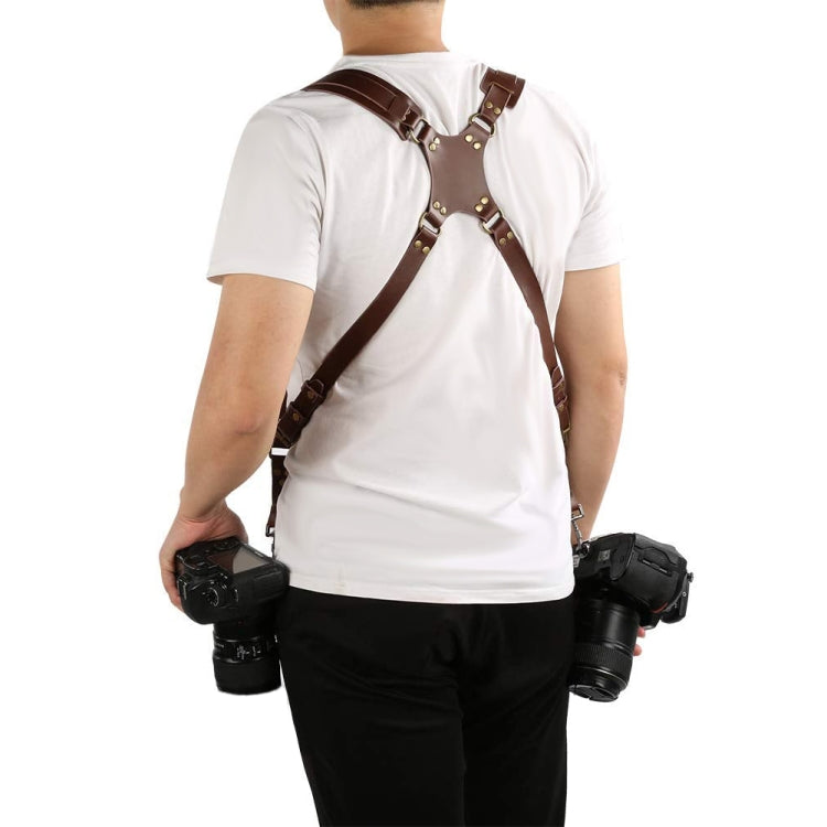 Maliben | Quick Release Anti-Slip Dual Shoulder Leather Harness Camera Strap with Metal Hook for SLR / DSLR Cameras (Brown)
