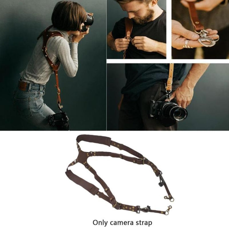 Maliben | Quick Release Anti-Slip Dual Shoulder Leather Harness Camera Strap with Metal Hook for SLR / DSLR Cameras (Brown)