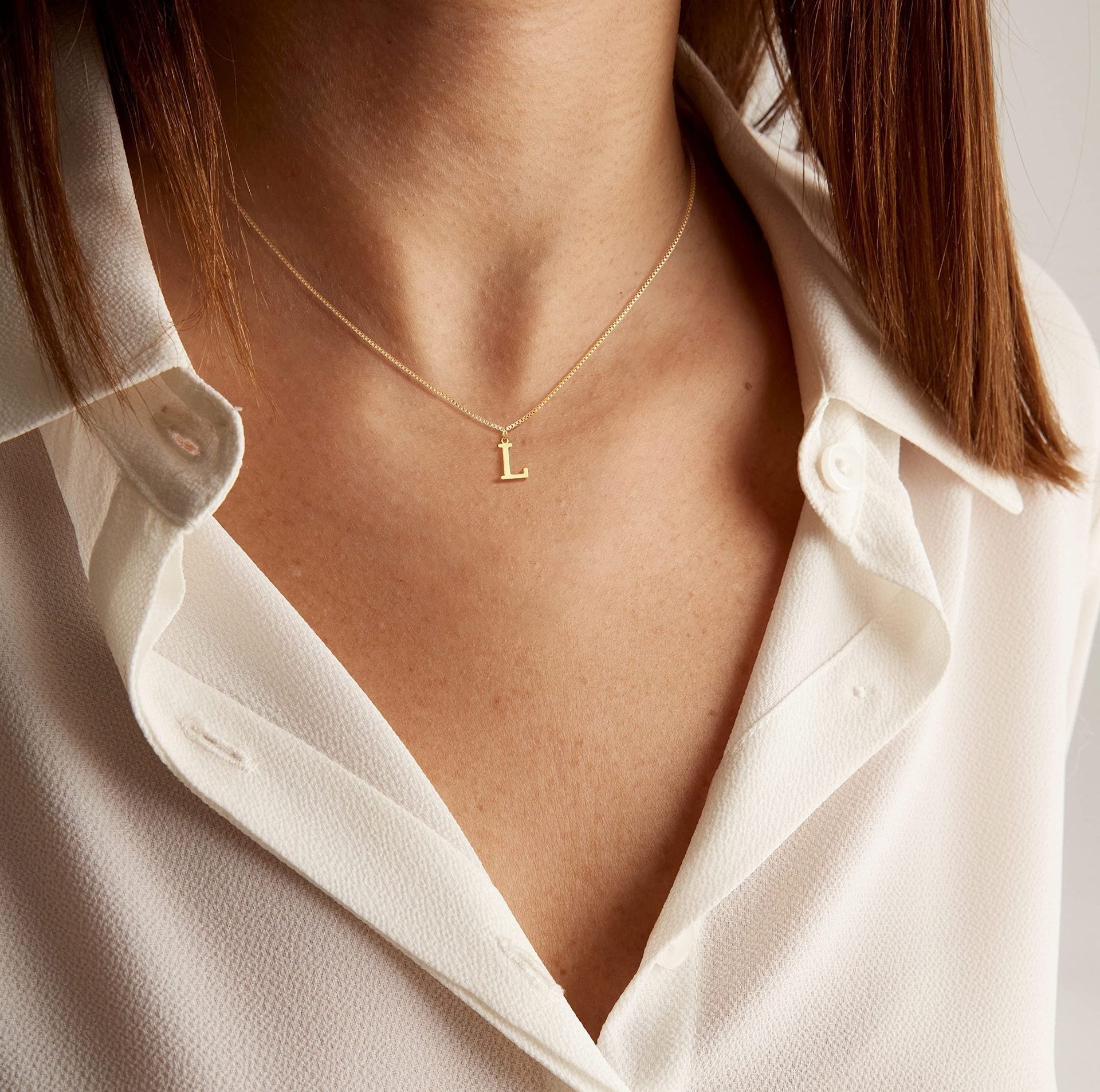 Maliben | 14k Minimal Serif Initial Necklace