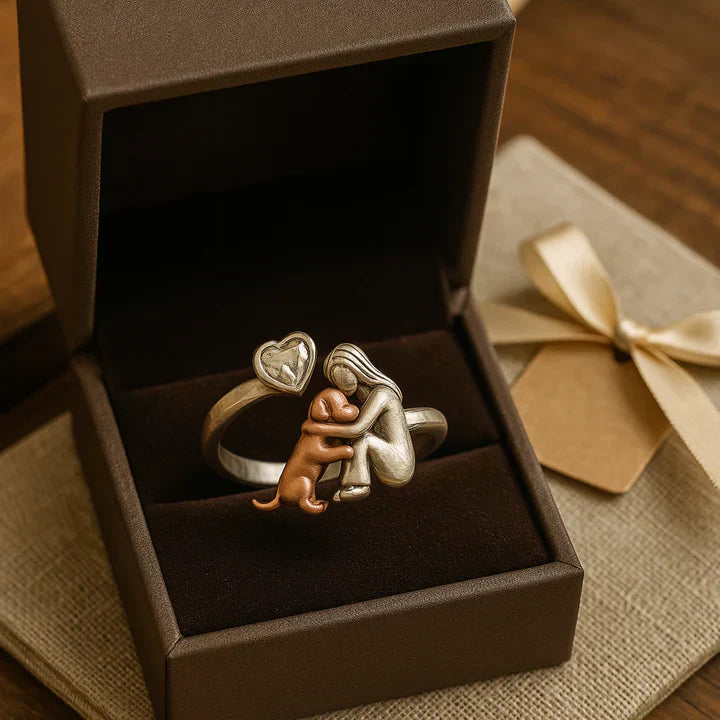 Maliben | Silverpaw | Adjustable Dog RIng Always in My Heart With Zirconia Stones