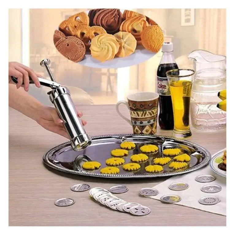 Maliben | Stainless Steel Cookie Press 20 Shapes And 4 Nozzles For Perfect Even Cookies