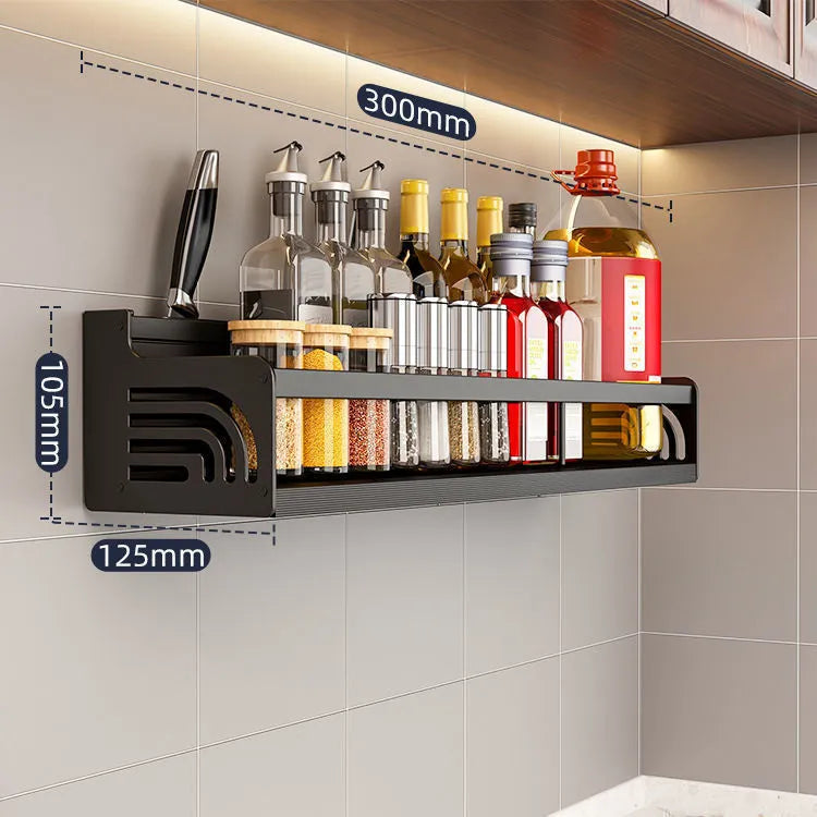 Maliben | Stainless Steel Kitchen Shelf for Wall Mounting with Hooks and Knife Holder – Ideal for a Tidy Kitchen