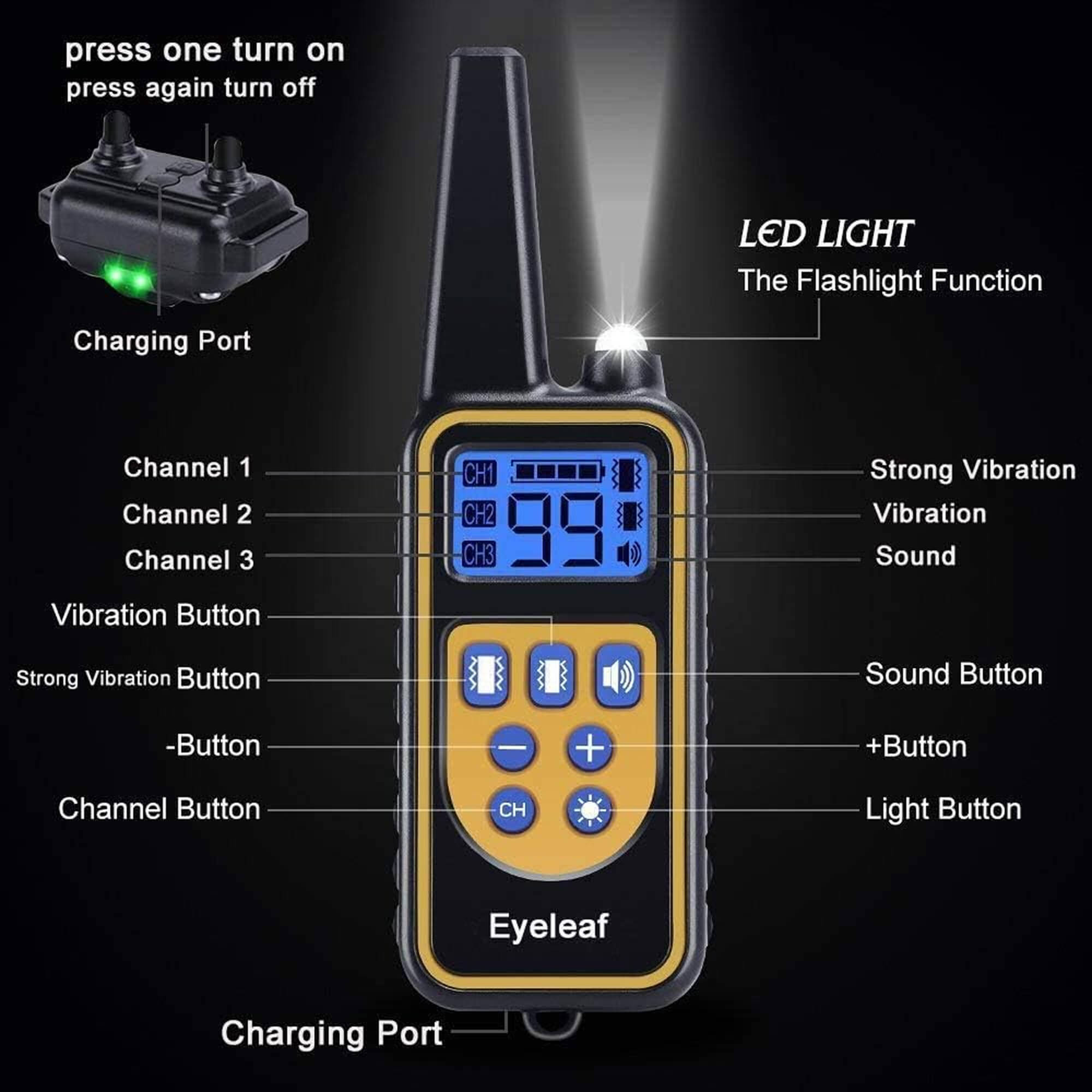 Maliben | 800M Rechargeable Electric Dog Training Collar | Waterproof, Remote Control & Ideal for Effective Dog Training
