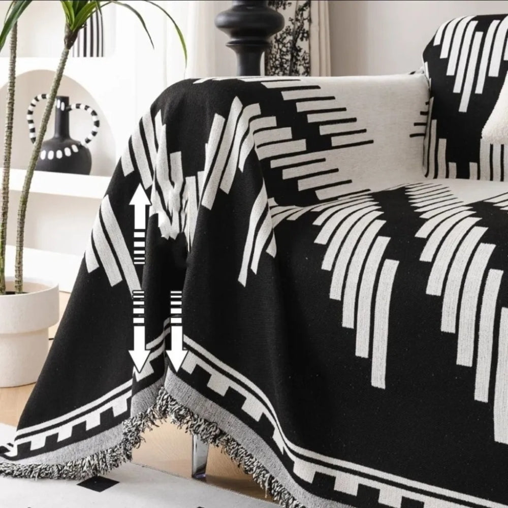 Maliben | Elegant Black and White Sofa Cover Protector