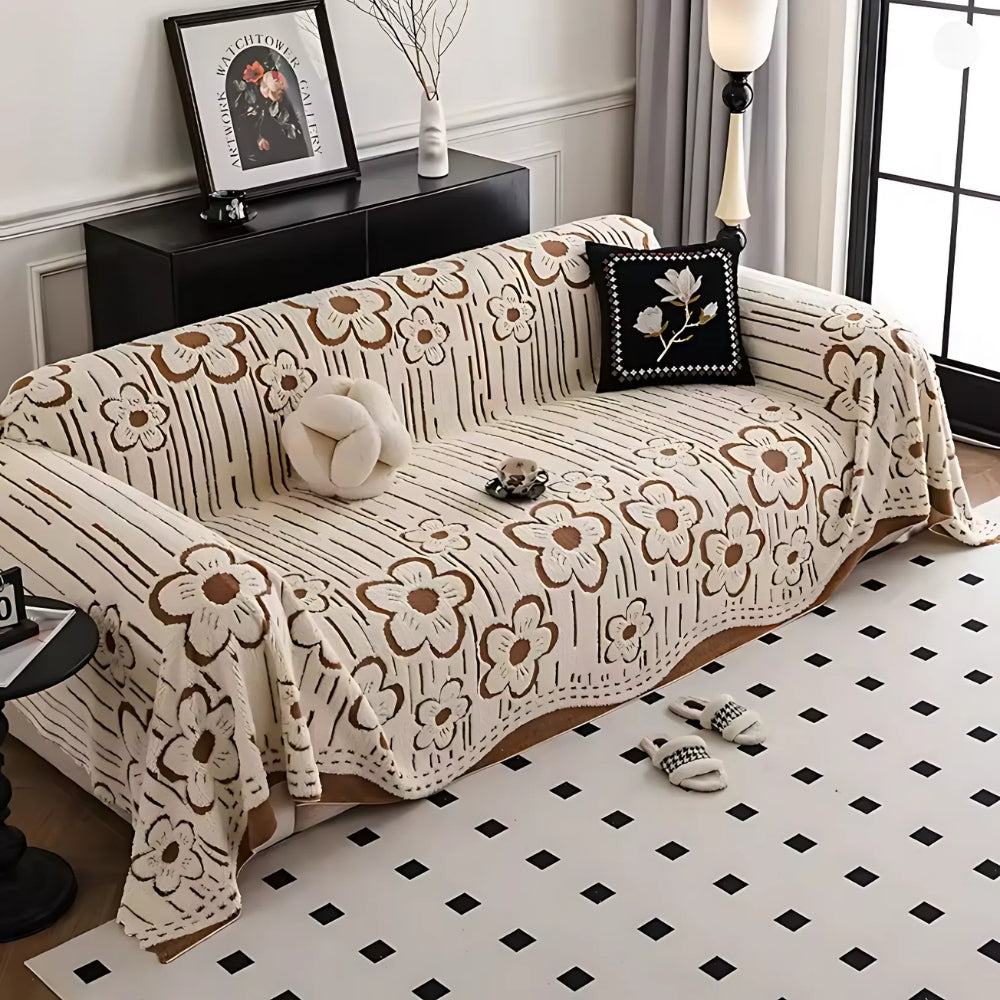 Maliben | Embroidered Flower Soft Sofa Cover