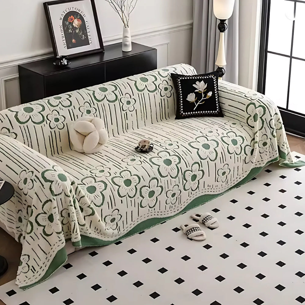 Maliben | Embroidered Flower Soft Sofa Cover