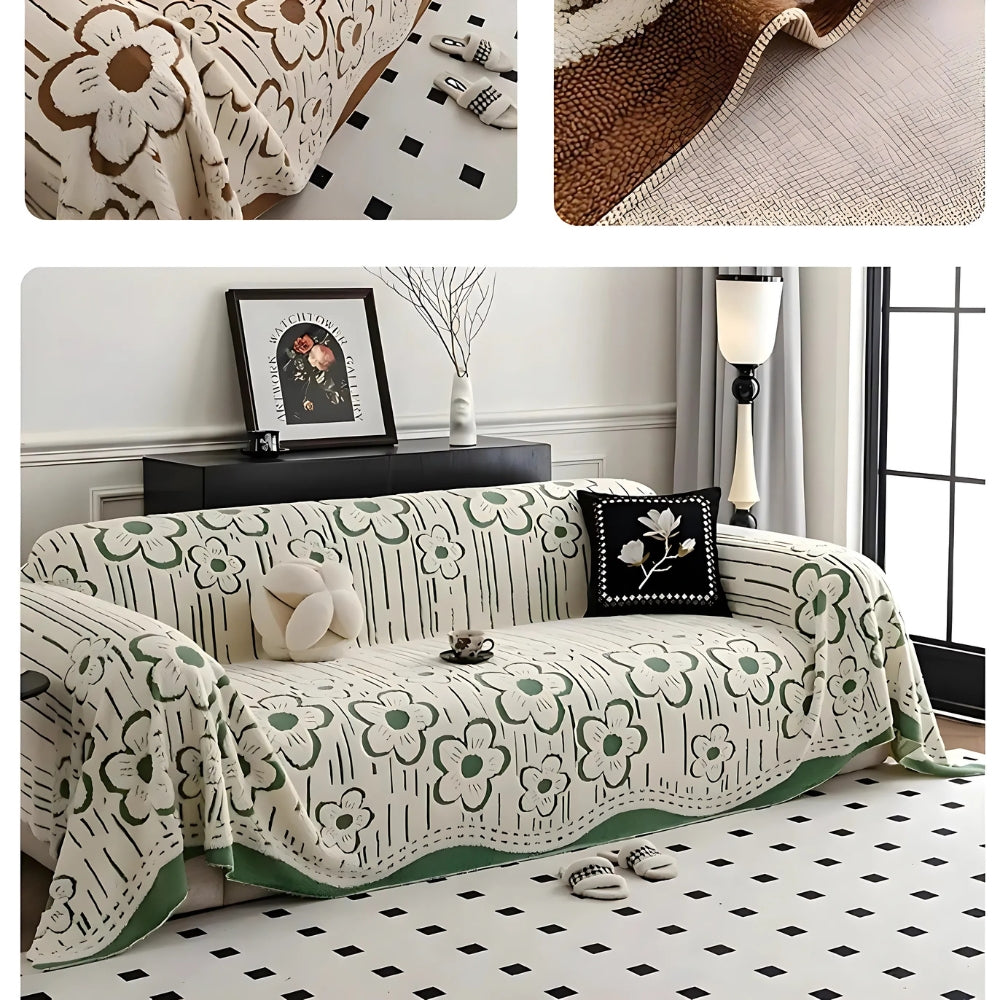 Maliben | Embroidered Flower Soft Sofa Cover