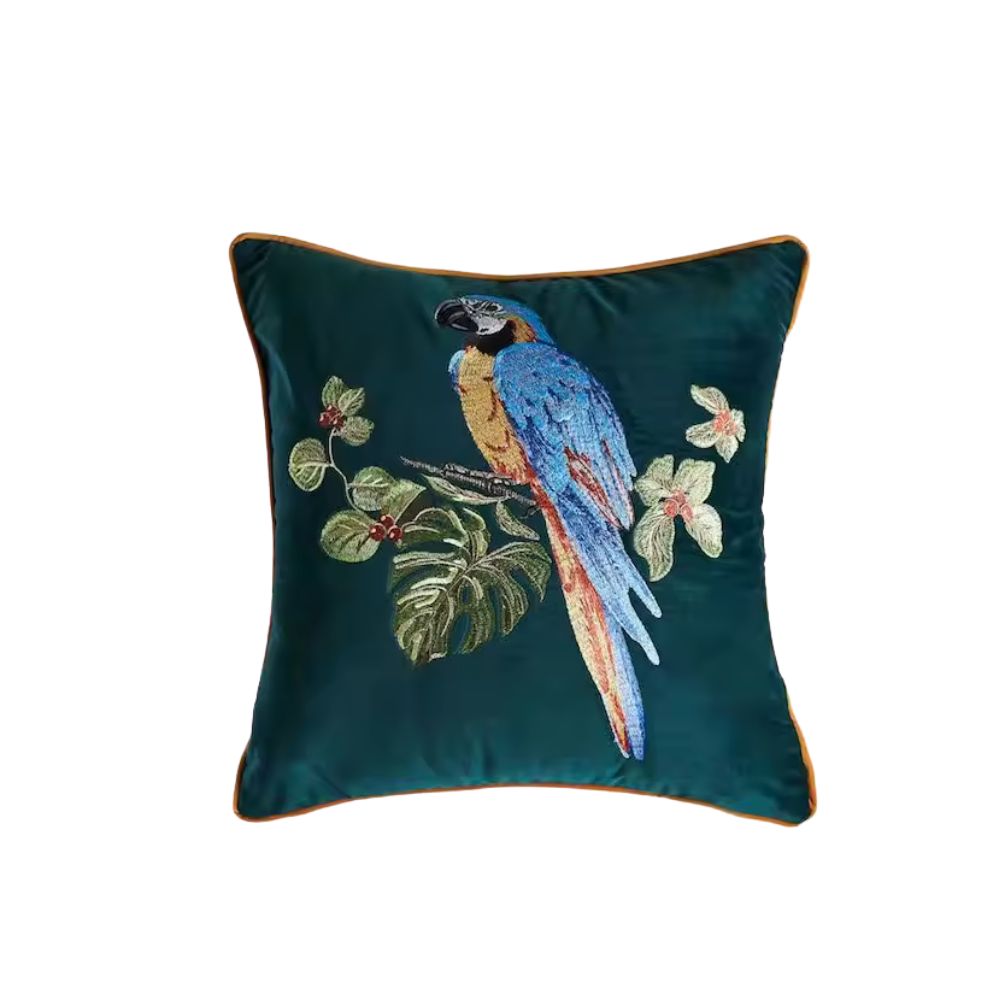 Maliben | Embroidered Parrot Cushion