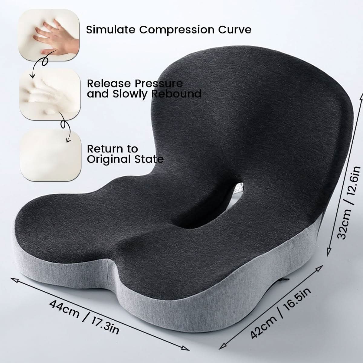 Maliben | ErgocomFort Seat Cushion – Ergonomic Memory Foam Cushion for Back Support And Comfort