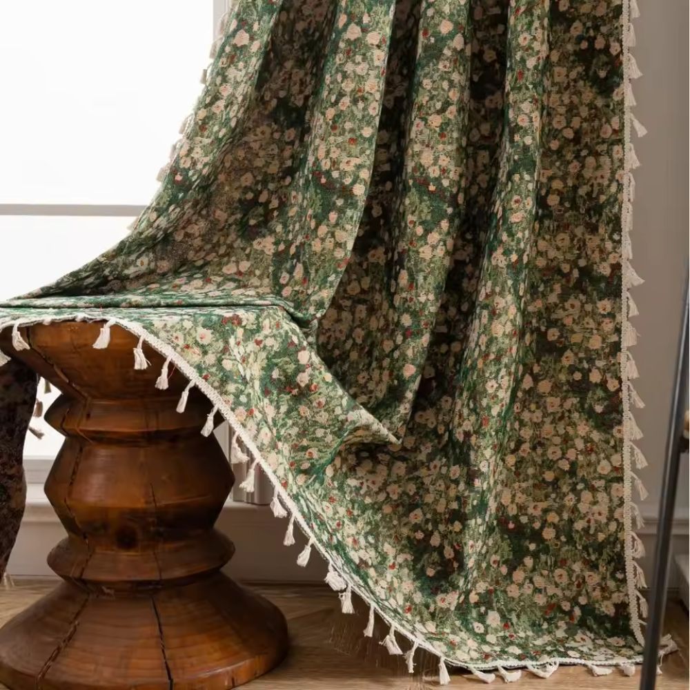 Maliben | French Vintage Floral Pattern Curtain
