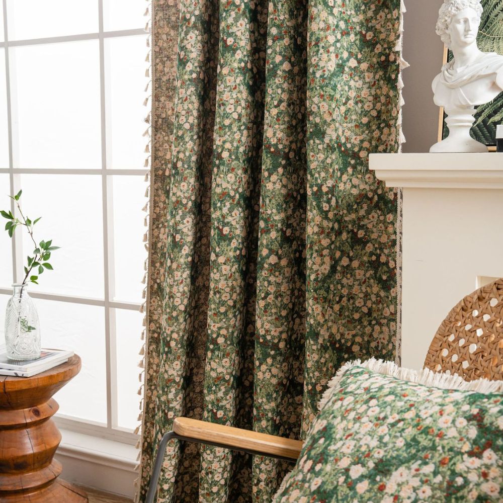 Maliben | French Vintage Floral Pattern Curtain