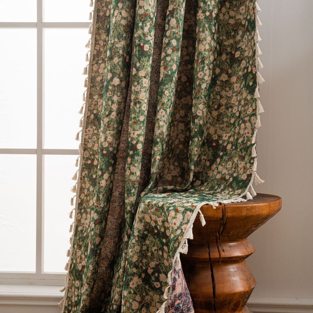 Maliben | French Vintage Floral Pattern Curtain