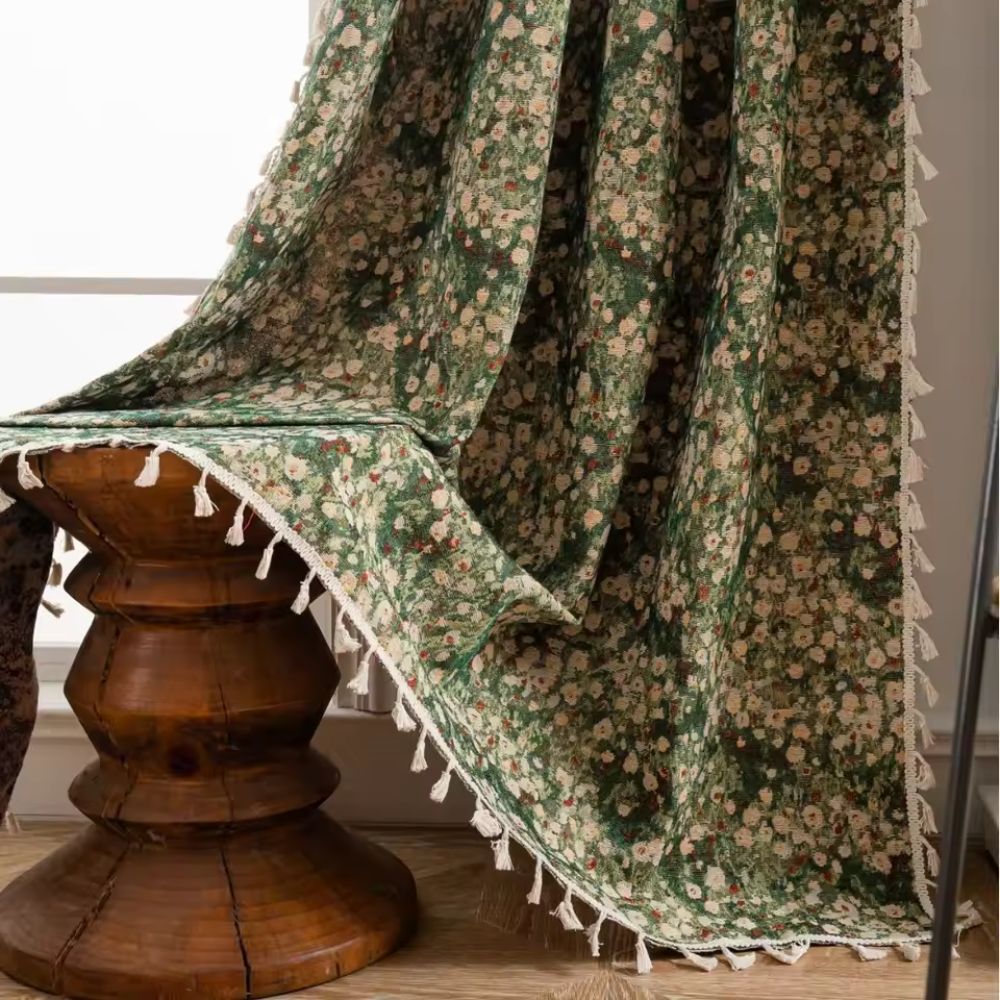 Maliben | French Vintage Floral Pattern Curtain