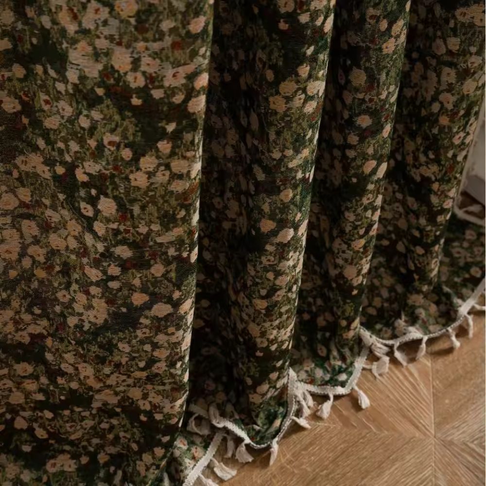 Maliben | French Vintage Floral Pattern Curtain