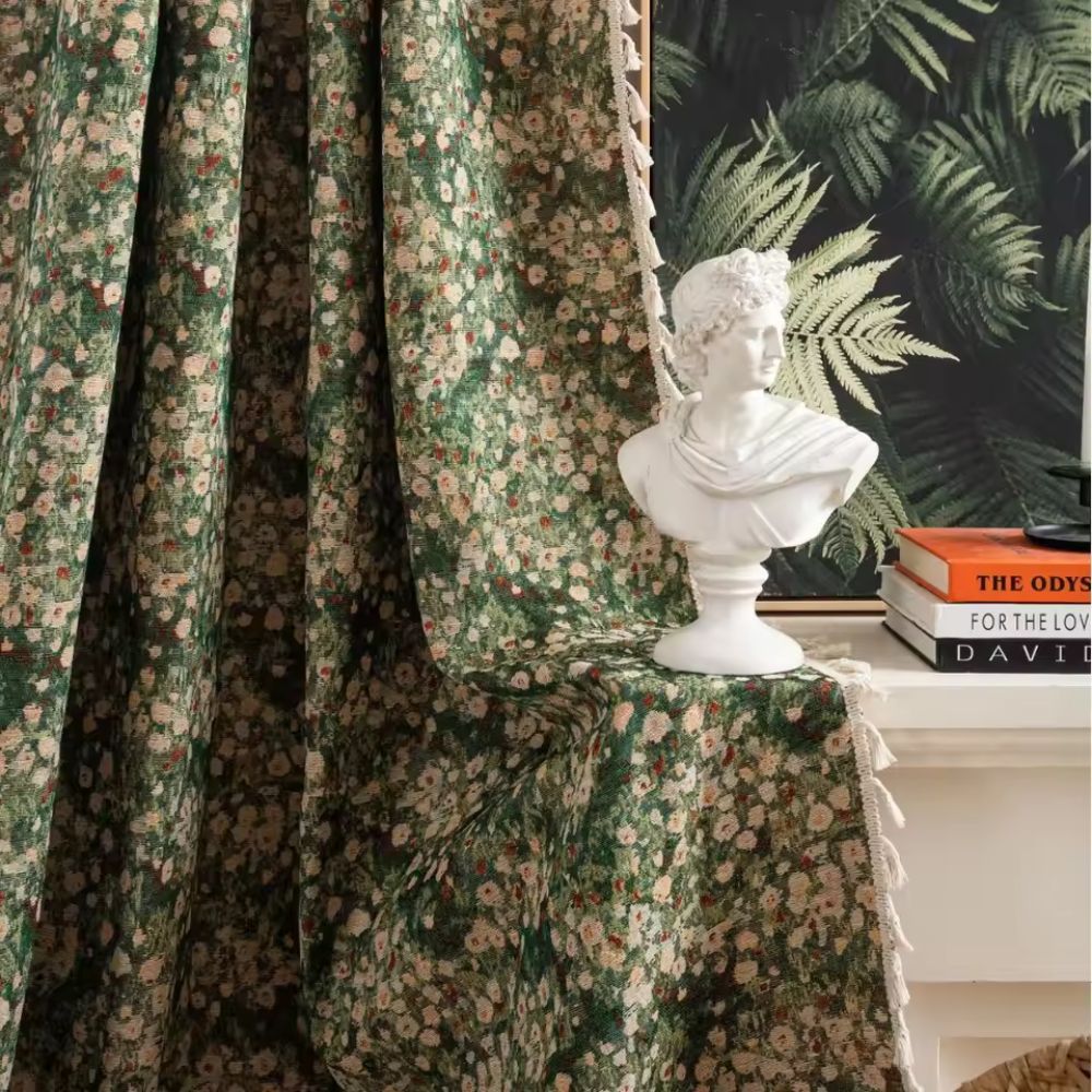 Maliben French Vintage Floral Tapestry Curtains — Microfiber Blend