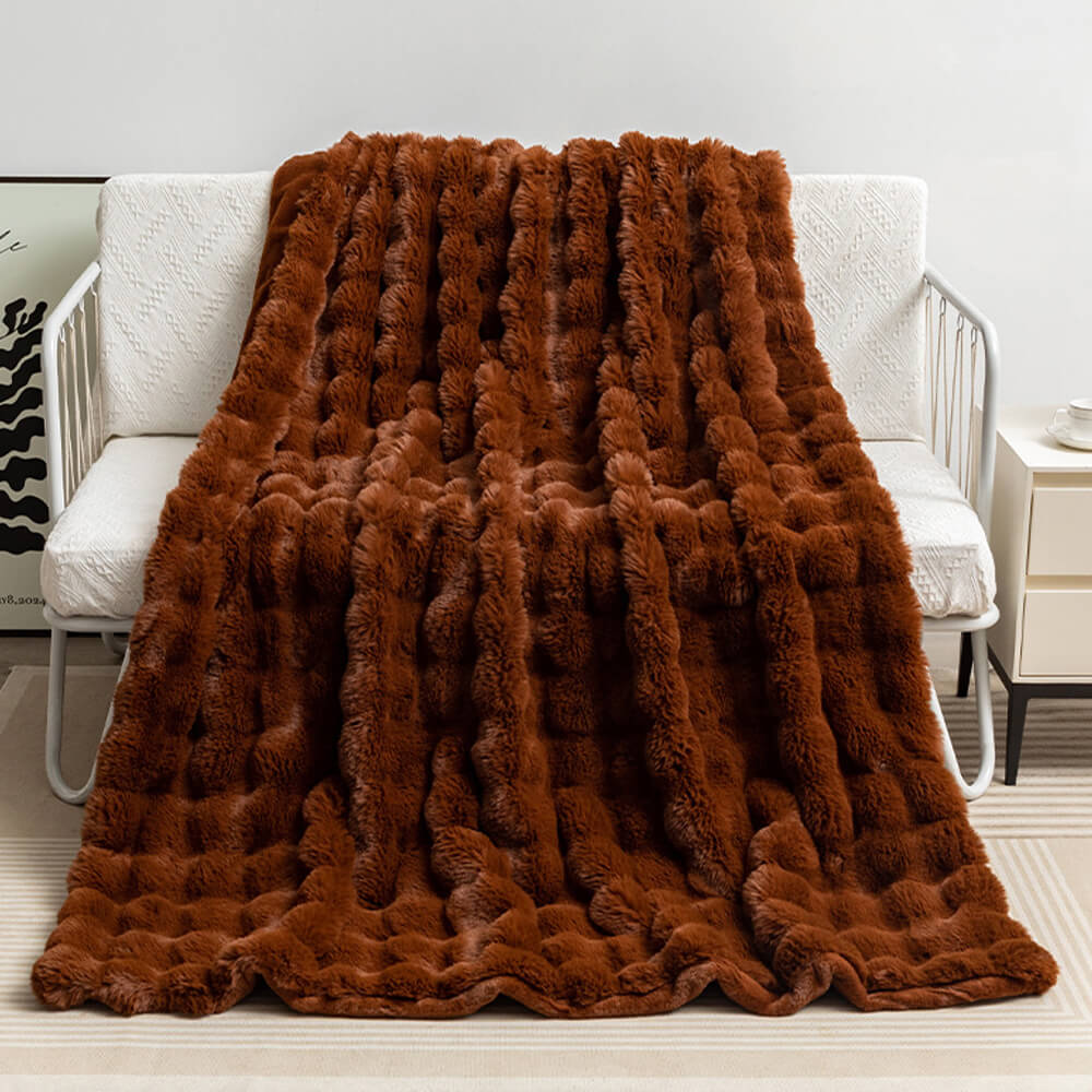 Maliben | Premium Bubble Double Layer Thick Faux Rabbit Fur Blanket