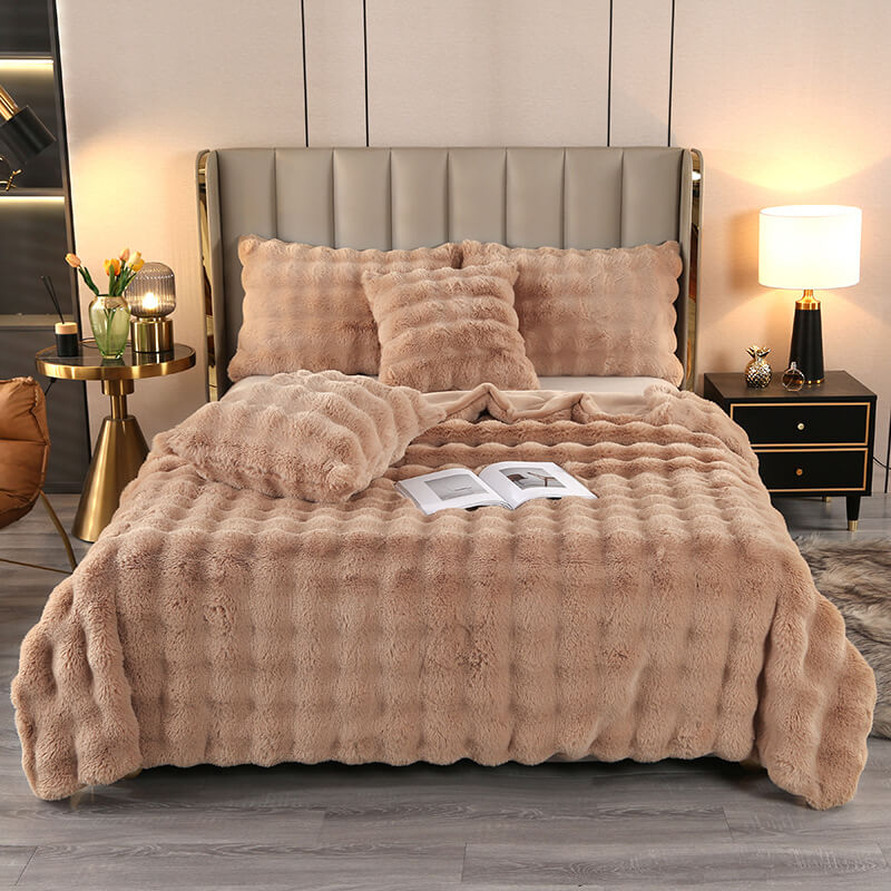 Maliben | Premium Bubble Double Layer Thick Faux Rabbit Fur Blanket