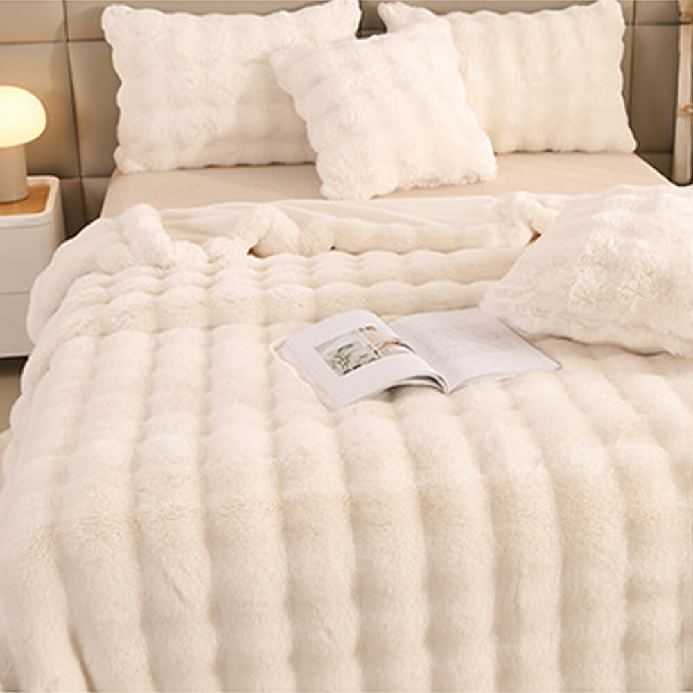Maliben | Premium Bubble Double Layer Thick Faux Rabbit Fur Blanket